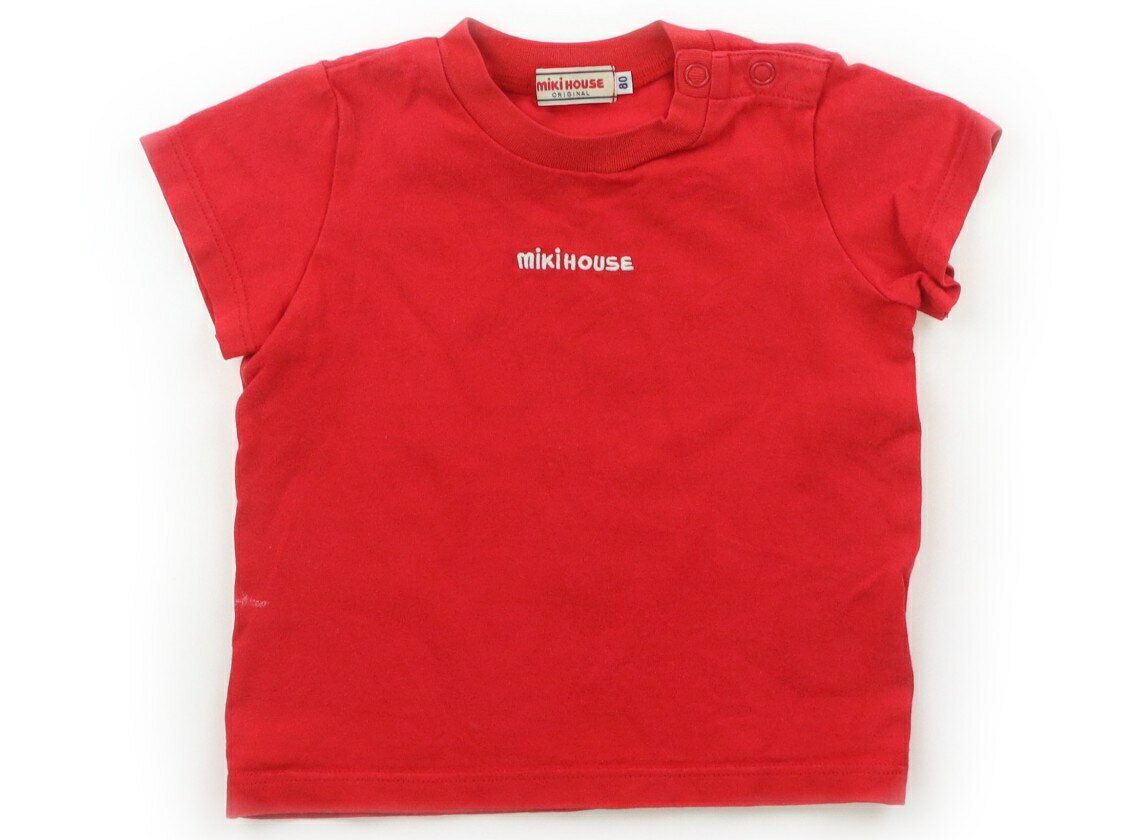 ミキハウス miki HOUSE Tシャツ・カットソー 80 男の子 赤、白ロゴ 子供服 ベビー服 キッズ アウトレット ユーズド 【中古】キッズ・ベビー・マタニティ