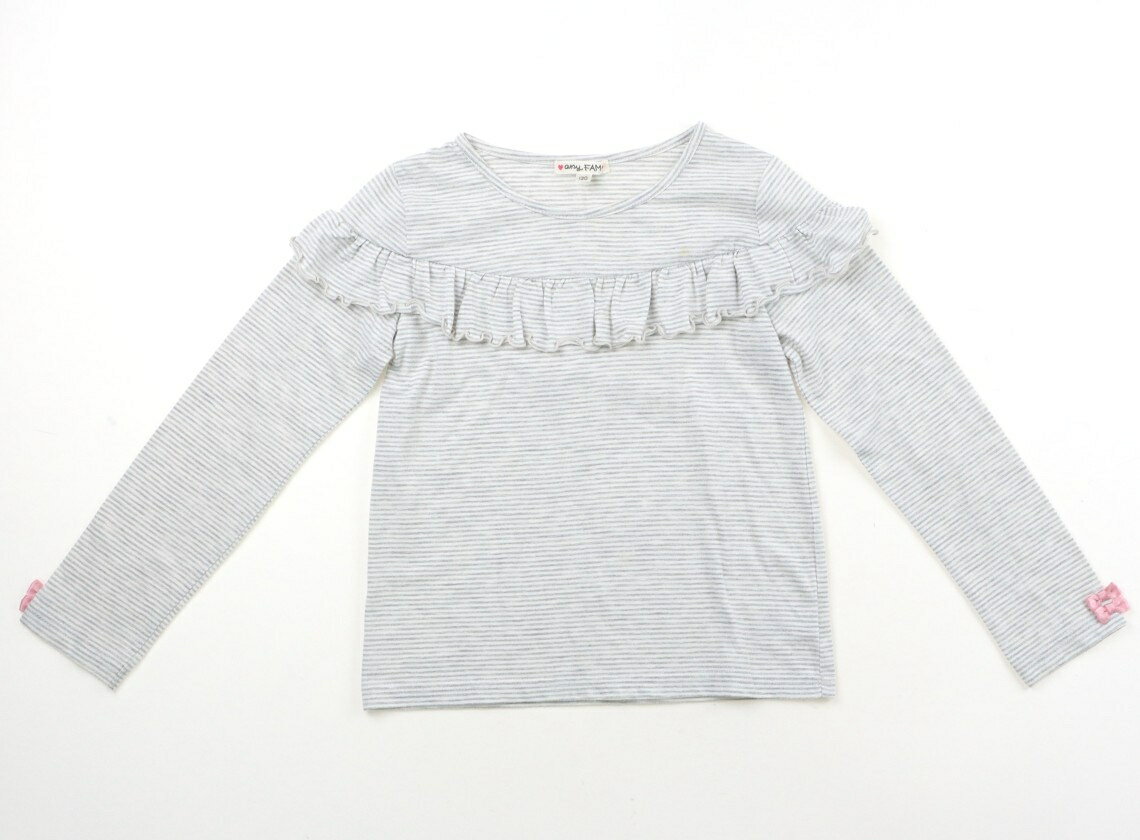 T恤（短袖） - エニィファム anyFAM Tシャツ・カットソー 90 女の子 ライトグレー・オフボーダー 子供服 ベビー服 キッズ アウトレット ユーズド 【中古】キッズ・ベビー・マタニティ