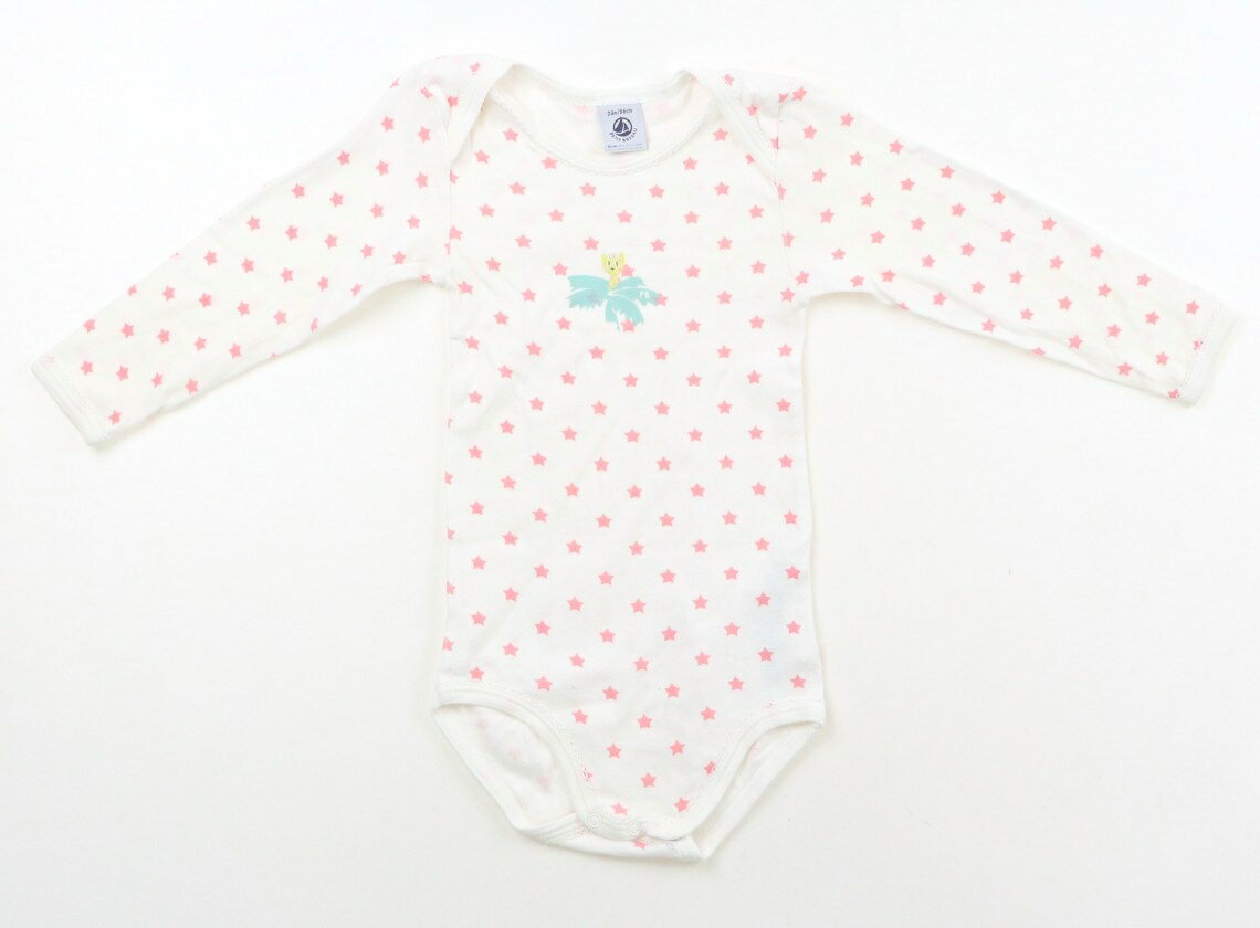 プチバトー PETIT BATEAU ロンパース 80 女の子 オフ・ピンクスター総柄 子供服 ベ...