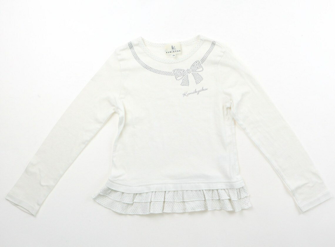 組曲 Kumikyoku Tシャツ・カットソー 130 女の子 オフホワイト・シルバードット 子供服 ベビー服 キッズ アウトレット ユーズド 【中古】キッズ・ベビー・マタニティ