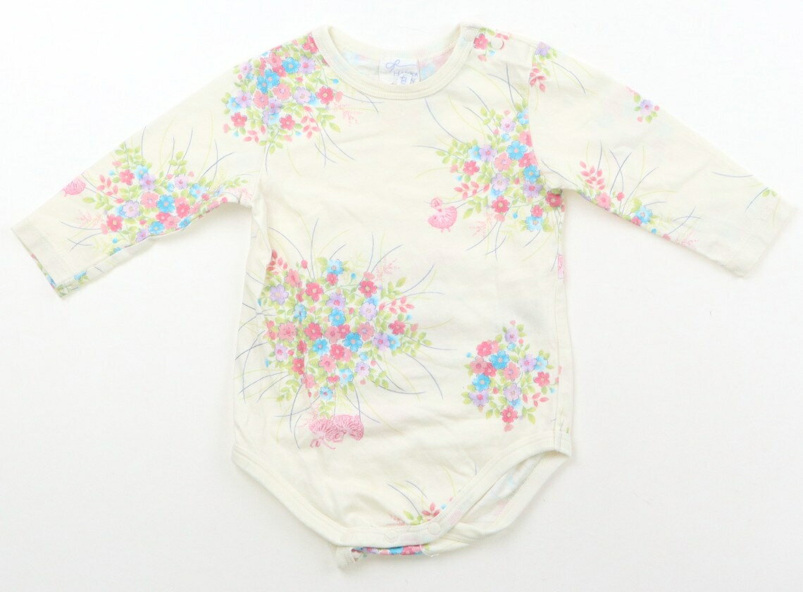 ハッカ HAKKA ロンパース 80 女の子 クリーム ピンク系花柄 子供服 ベビー服 キッズ アウトレット ユーズド 【中古】キッズ ベビー マタニティ