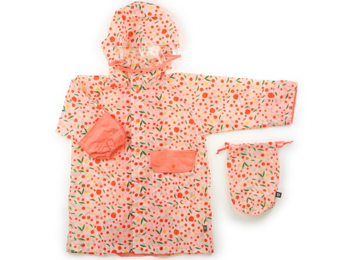 ダッドウェイ DADWAY レインコート レインハット 90 女の子 ピンク サクランボ柄 子供服 ベビー服 キッズ アウトレット ユーズド 【中古】キッズ ベビー マタニティ