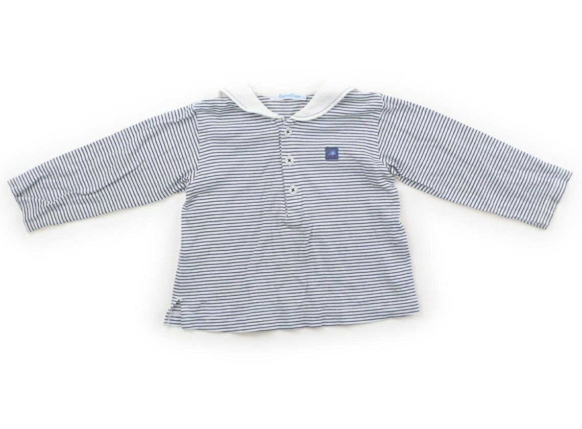 ファミリア familiar Tシャツ・カットソー 90 男の子 ボーダー柄ホワイトネイビー 子供服 ベビー服 キッズ アウトレット ユーズド 【中古】キッズ・ベビー・マタニティ