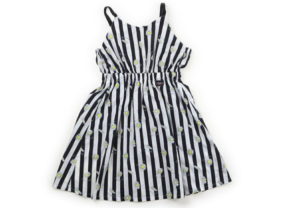 ジェニィ JENNI ワンピース 130 女の子 黒白ストライプ、花柄 子供服 ベビー服 キッズ アウトレット ユーズド 【中古】キッズ・ベビー・マタニティ