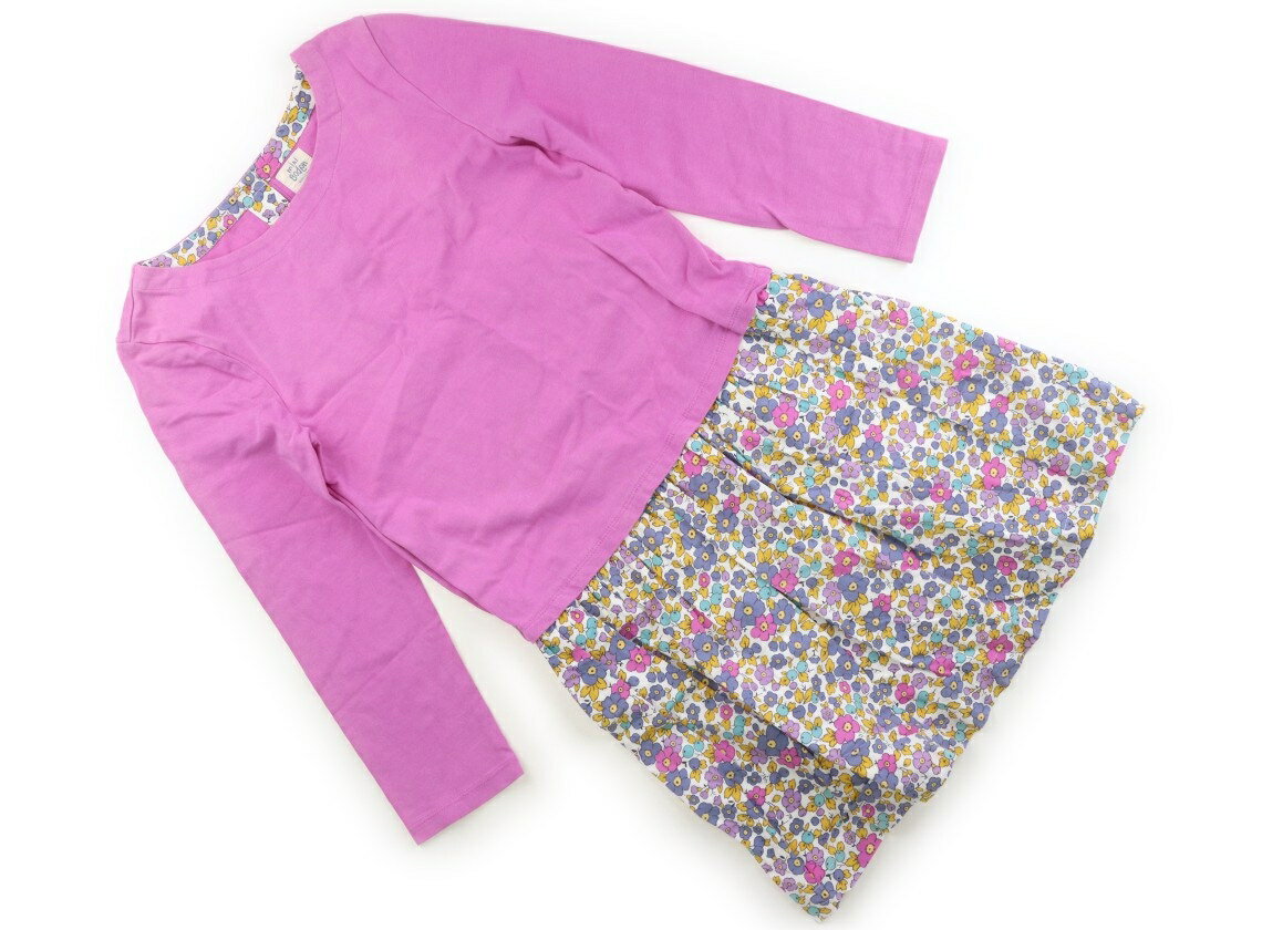 ボーデン Mini Boden ワンピース 150 女の子 パープル・ホワイト×カラフル花柄 子供服 ベビー服 キッズ アウトレット ユーズド 【中古】キッズ・ベビー・マタニティ