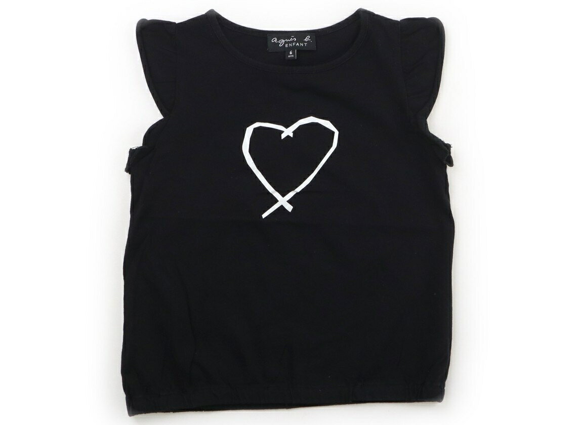 アニエスベー agnes.b Tシャツ・カットソー 110 女の子 黒、ハート 子供服 ベビー服 キッズ アウトレット ユーズド 【中古】キッズ・ベビー・マタニティ