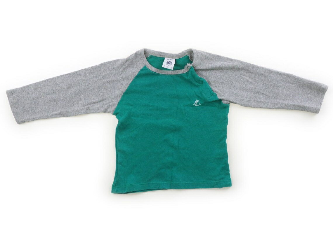 プチバトー PETIT BATEAU Tシャツ・カットソー 80 男の子 グレーグリーン 子供服 ベビー服 キッズ アウトレット ユーズド 【中古】キッズ・ベビー・マタニティ