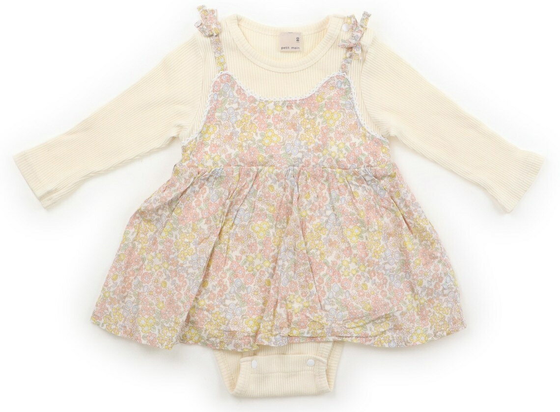 プティマイン petit main ワンピース 80 女の子 アイボリー・ピンク・花柄 子供服 ベビー服 キッズ アウトレット ユーズド キッズ・ベビー・マタニティ