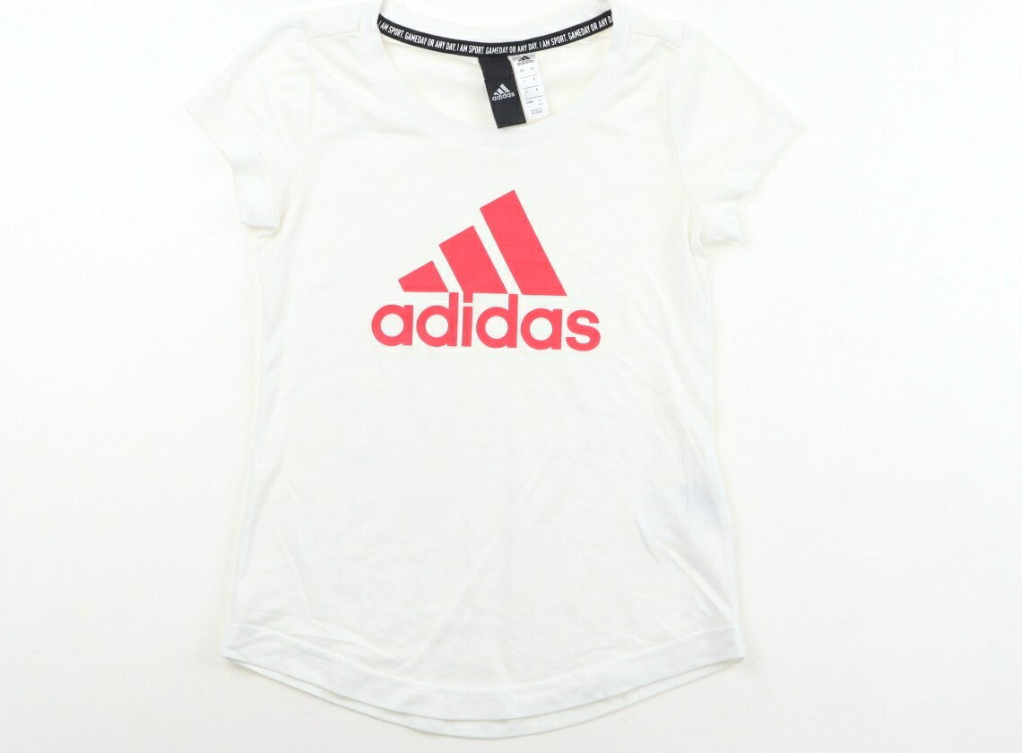 アディダス Adidas Tシャツ・カットソー 130 女の子 アイボリー・ロゴマーク 子供服 ベビー服 キッズ アウトレット ユーズド 【中古】キッズ・ベビー・マタニティ