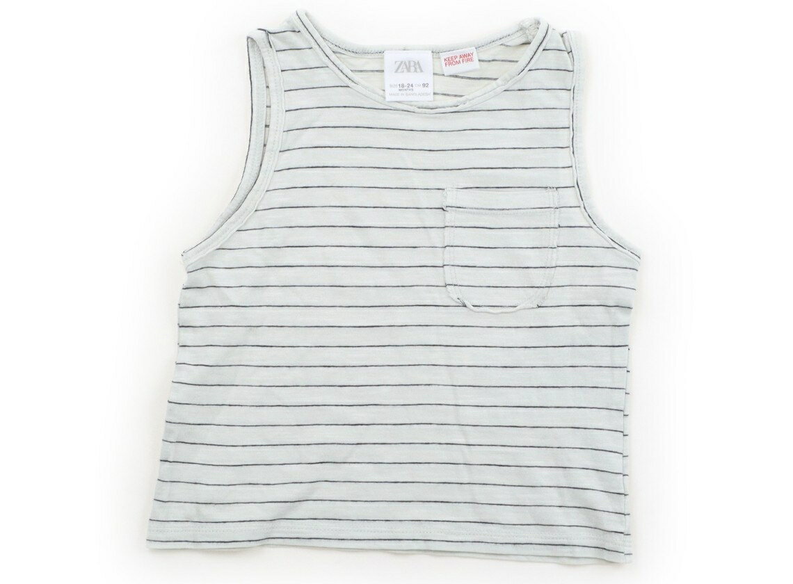 자라 ZARA 탱크 탑 캐미솔 90 소녀 민트 그린 블랙 테두리 아동복 아기 옷 키즈 아울렛 유즈드 [중고] 키즈 아기 출산