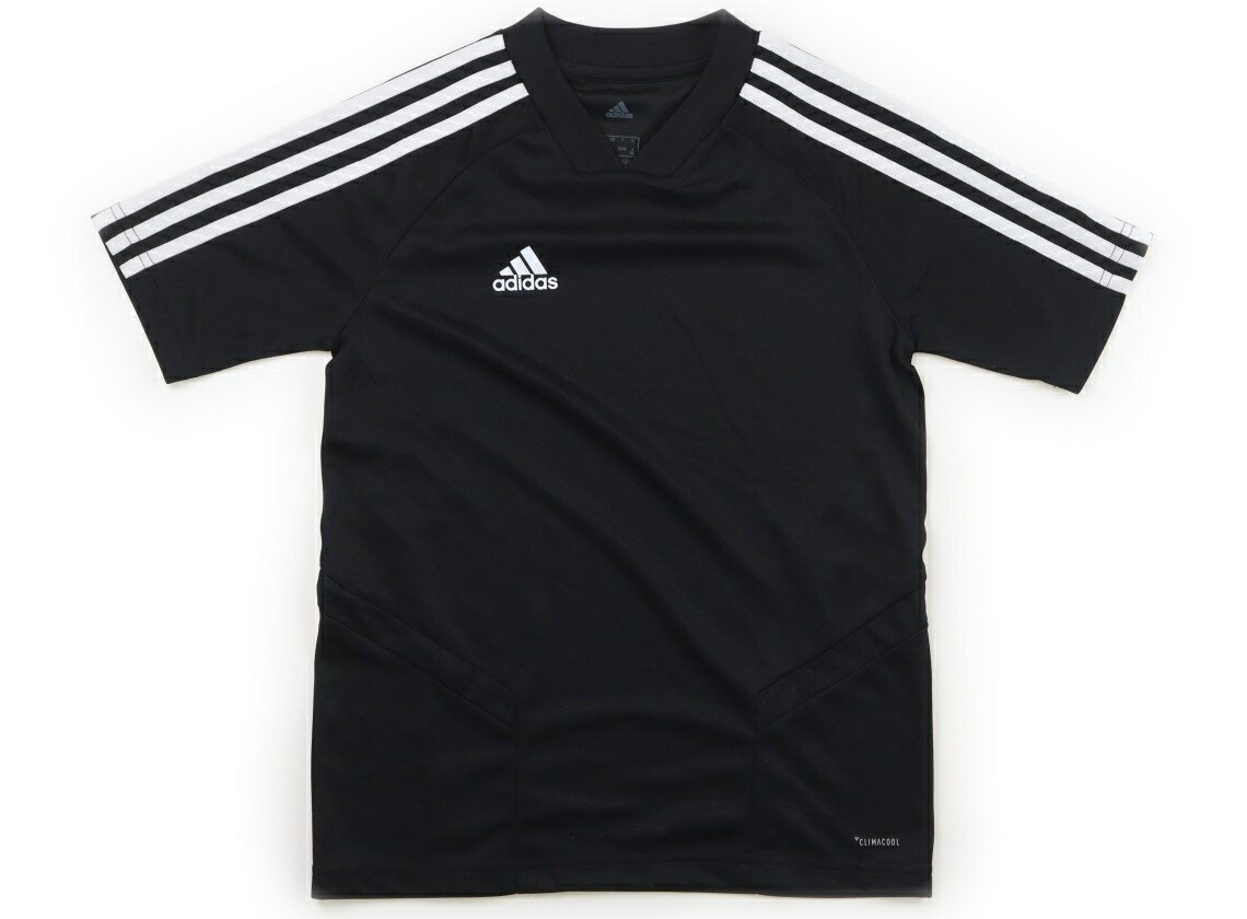 アディダス Adidas Tシャツ・カットソー 140 男の子 黒、白いライン 子供服 ベビー服 キッズ アウトレット ユーズド 【中古】キッズ・ベビー・マタニティ