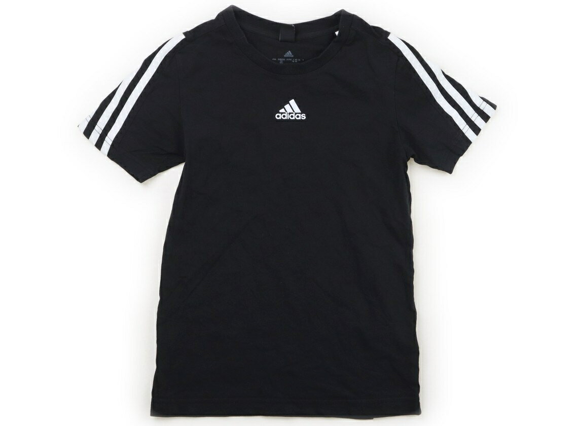 アディダス Adidas Tシャツ・カットソー 140 男の子 黒、白いライン 子供服 ベビー服 キッズ アウトレット ユーズド 【中古】キッズ・ベビー・マタニティ