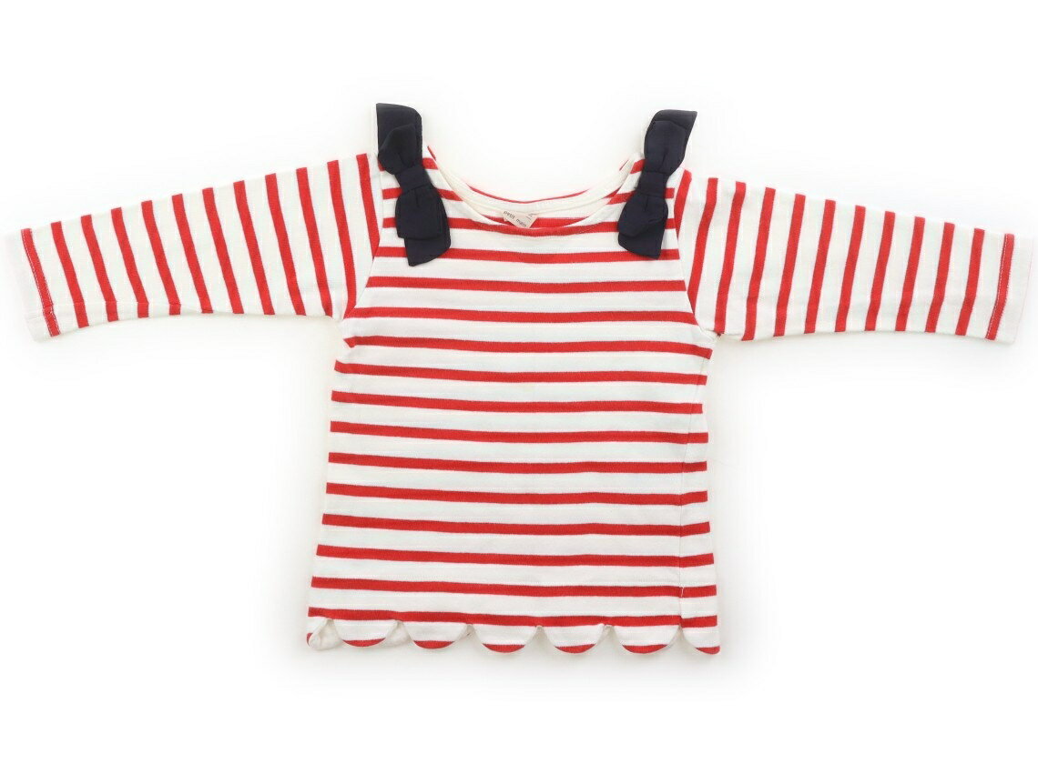 プティマイン petit main Tシャツ・カットソー 100 女の子 ベージュ・赤・ボーダー 子供服 ベビー服 キッズ アウトレット ユーズド 【中古】キッズ・ベビー・マタニティ