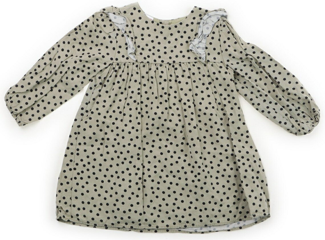 ザラ ZARA ワンピース 100 女の子 モスグリーン・ドット柄 子供服 ベビー服 キッズ アウトレット ユーズド 【中古】キッズ・ベビー・マタニティ