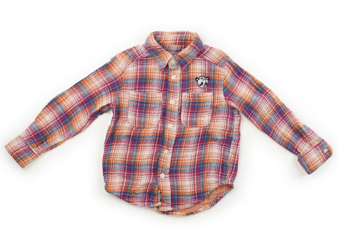 グラグラ Grand Ground シャツ・ブラウス 100 男の子 オレンジ・ピオニー・チェック 子供服 ベビー服 キッズ アウトレット ユーズド 【中古】キッズ・ベビー・マタニティ