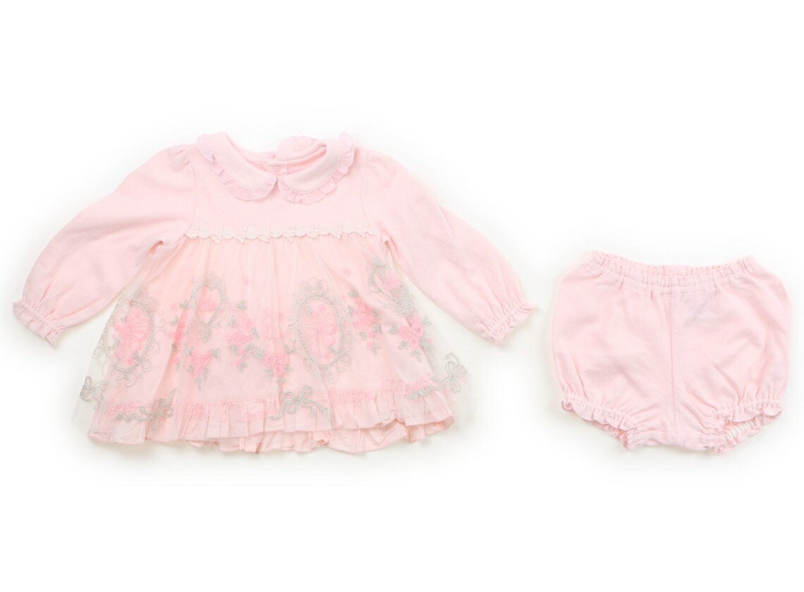 メゾピアノ mezzo piano ワンピース 80 女の子 ピンク、チュール、花刺繍 子供服 ベビー服 キッズ アウトレット ユーズド 【中古】キッズ・ベビー・マタニティ