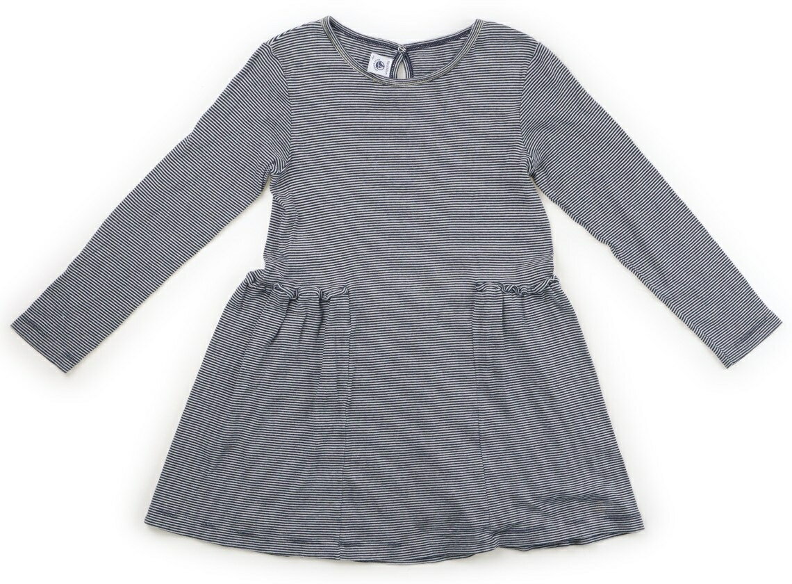 プチバトー PETIT BATEAU ワンピース 140 女の子 白・紺ボーダー 子供服 ベビー服 キッズ アウトレット ユーズド 【中古】キッズ・ベビー・マタニティ