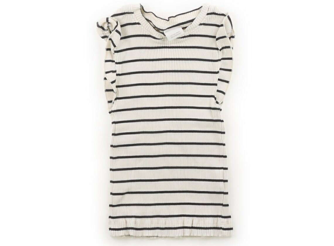 樂天商城 - ザラ ZARA Tシャツ・カットソー 120 女の子 アイボリー、黒ボーダー、フリル 子供服 ベビー服 キッズ アウトレット ユーズド 【中古】キッズ・ベビー・マタニティ