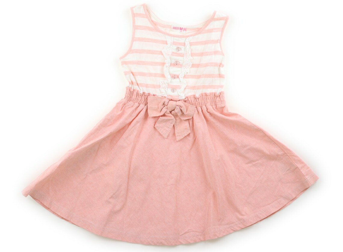 メゾピアノ mezzo piano ワンピース 120 女の子 ピンク、ボーダー、リボン、レース 子供服 ベビー服 キッズ アウトレット ユーズド 【中古】キッズ・ベビー・マタニティ