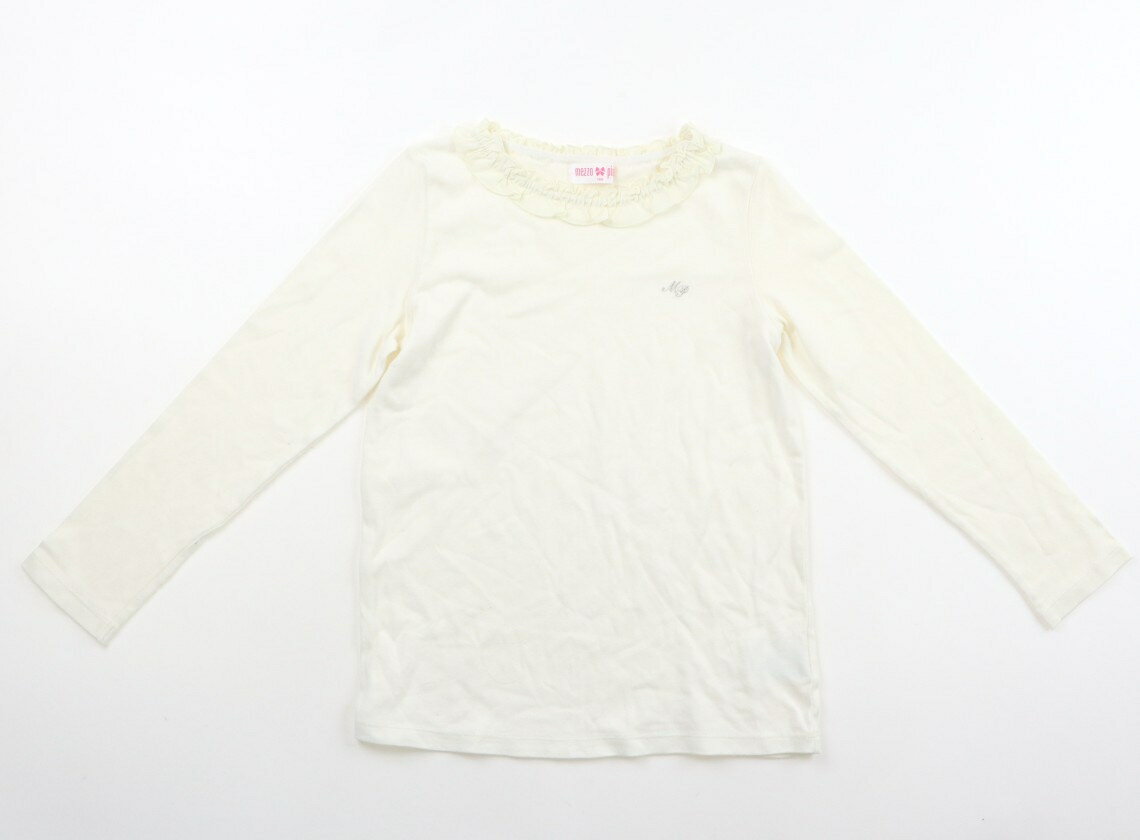 メゾピアノ mezzo piano Tシャツ・カットソー 140 女の子 クリーム色、フリル 子供服 ベビー服 キッズ アウトレット ユーズド 【中古】キッズ・ベビー・マタニティ