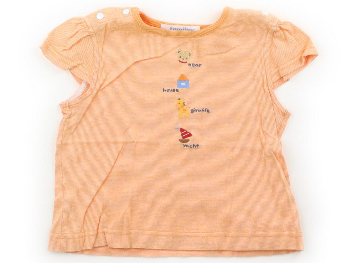 ファミリア familiar Tシャツ・カットソー 80 男の子 オレンジ・細ボーダー 子供服 ベビー服 キッズ アウトレット ユーズド 【中古】キッズ・ベビー・マタニティ