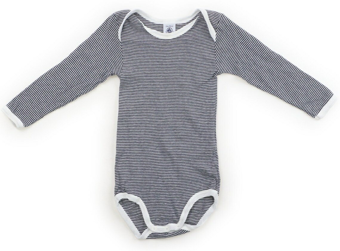 プチバトー PETIT BATEAU ロンパース 80 男の子 ボーダー、白、ネイビー 子供服 ベビー服 キッズ アウトレット ユーズド 【中古】キッズ・ベビー・マタニティ