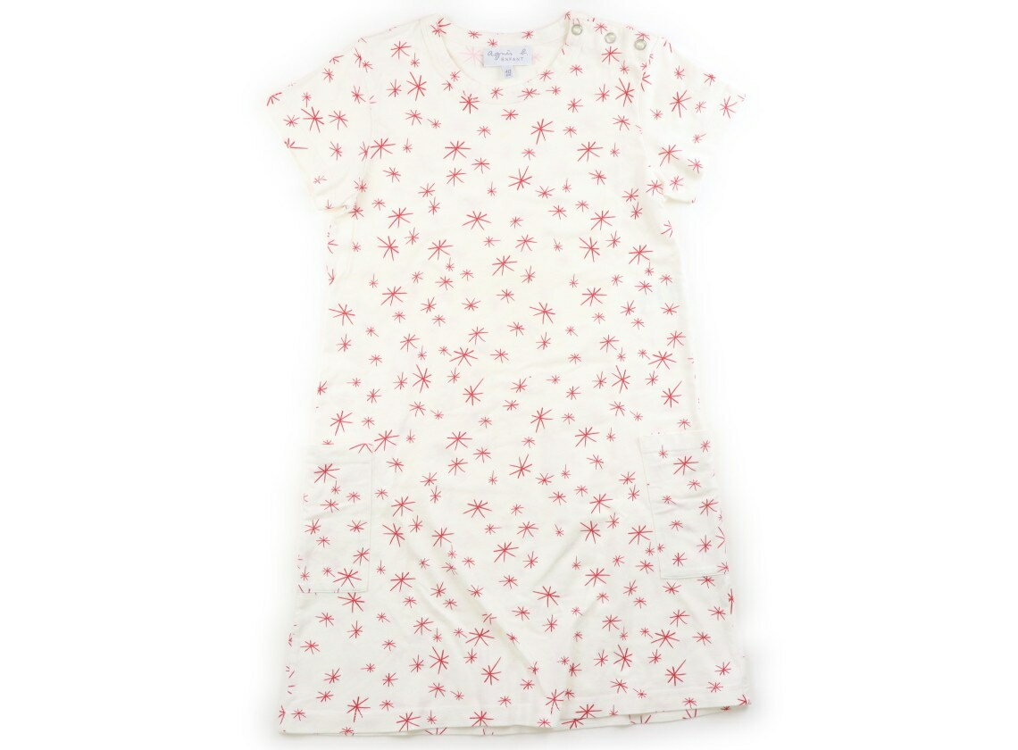 アニエスベー agnes.b ワンピース 130 女の子 白、赤 子供服 ベビー服 キッズ アウトレット ユーズド 【中古】キッズ・ベビー・マタニティ