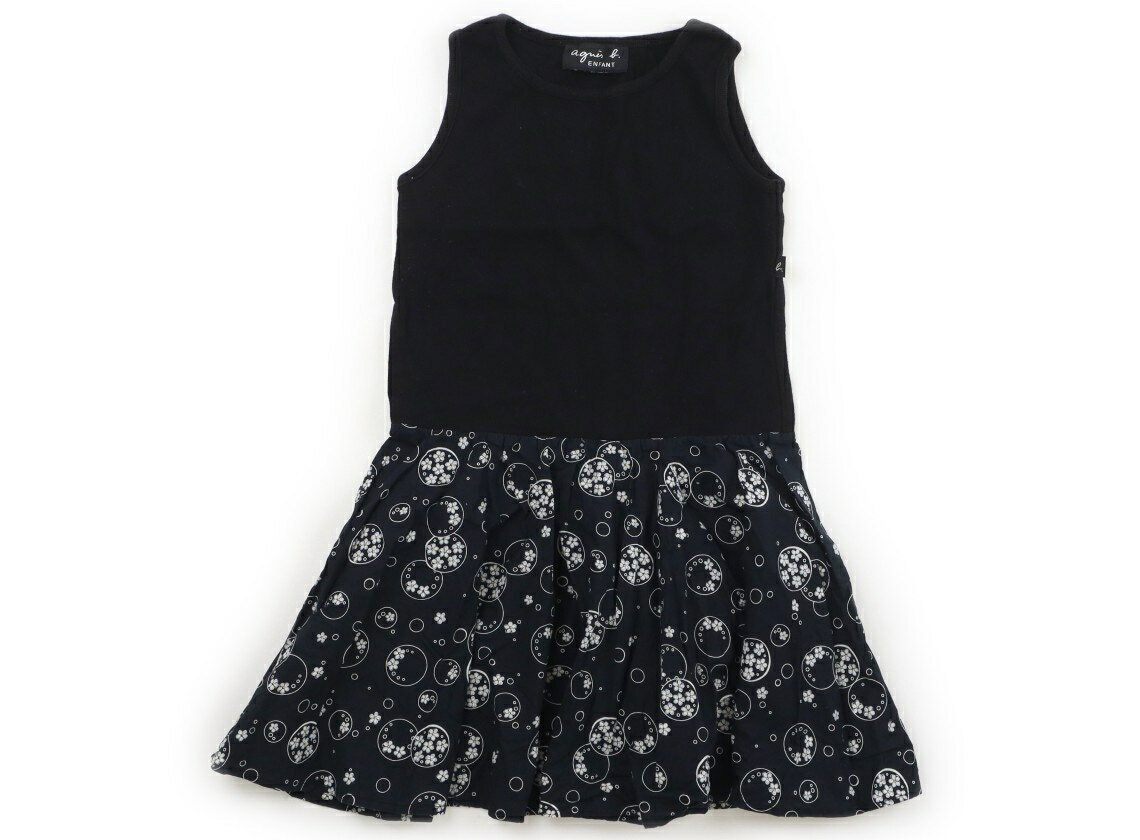 アニエスベー agnes.b ワンピース 120 女の子 ブラック・ホワイトシャボン玉・花柄 子供服 ベビー服 キッズ アウトレット ユーズド 【中古】キッズ・ベビー・マタニティ