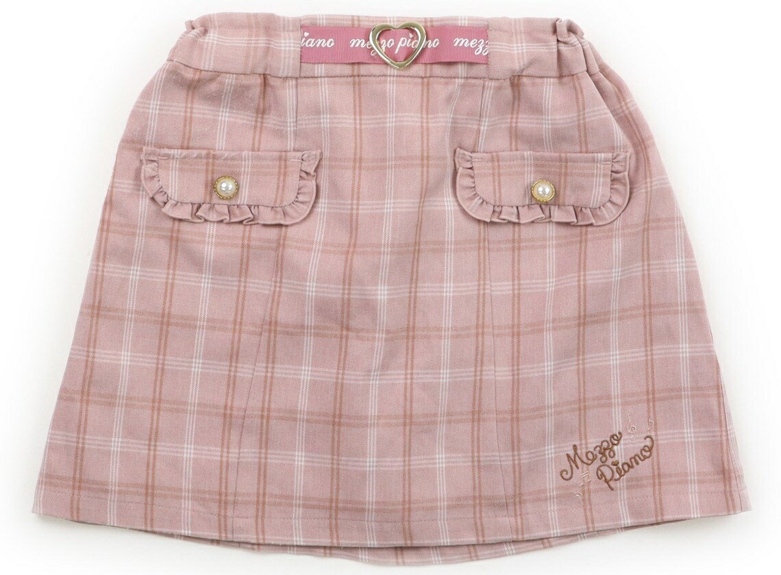 メゾピアノ mezzo piano スカート 120 女の子 格子柄　茶ピンク 子供服 ベビー服 キッズ アウトレット ユーズド 【中古】キッズ・ベビー・マタニティ