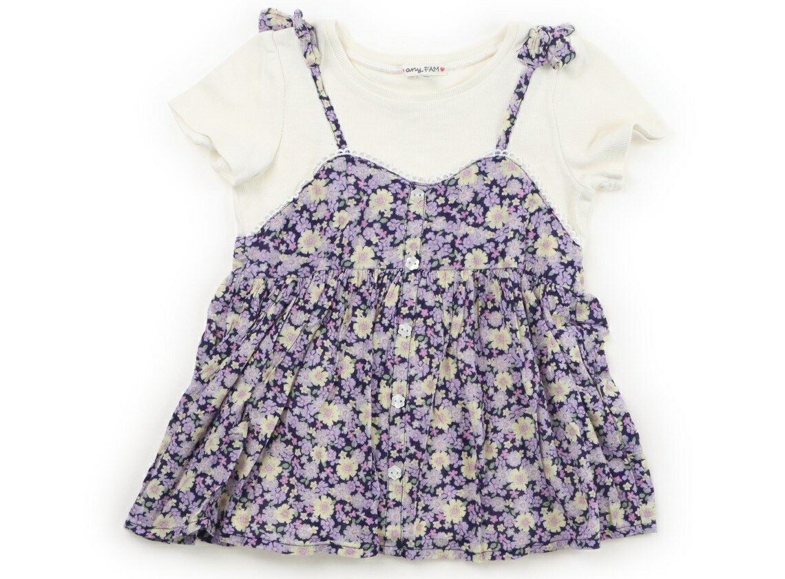 Rakuten - エニィファム anyFAM チュニック 130 女の子 アイボリー、パープル、花柄 子供服 ベビー服 キッズ アウトレット ユーズド 【中古】キッズ・ベビー・マタニティ