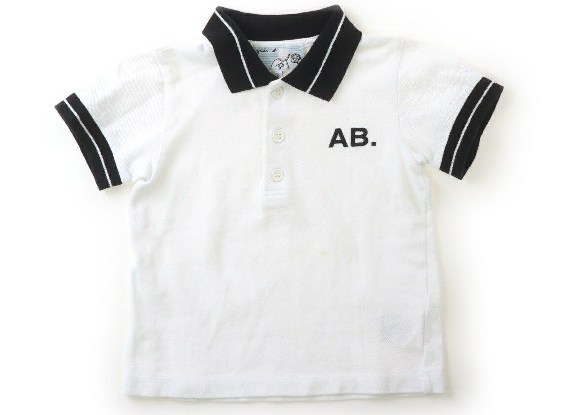 アニエスベー agnes.b ポロシャツ 90 男の子 ホワイト・ネイビーライン 子供服 ベビー服 キッズ アウトレット ユーズド 【中古】キッズ・ベビー・マタニティ