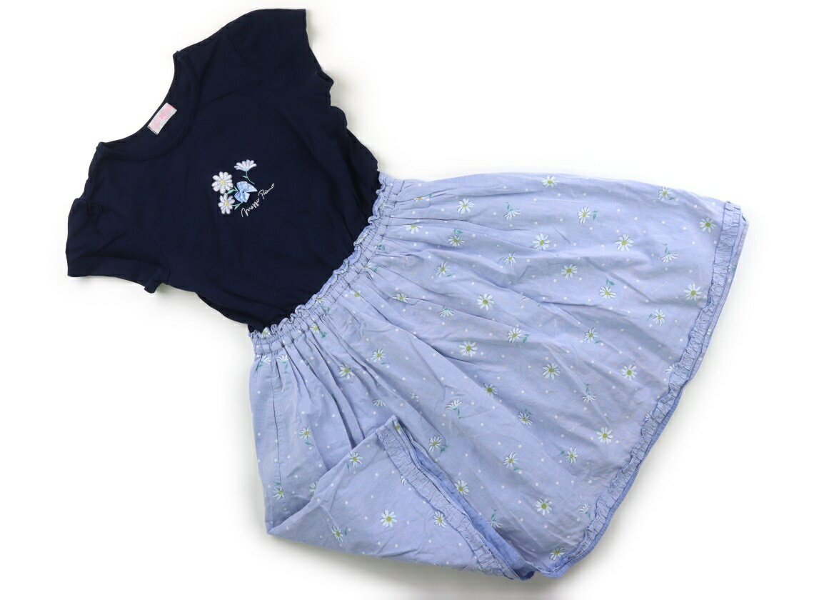 メゾピアノ mezzo piano ワンピース 140 女の子 ネイビー花ドット柄ブルー 子供服 ベビー服 キッズ アウトレット ユーズド 【中古】キッズ・ベビー・マタニティ