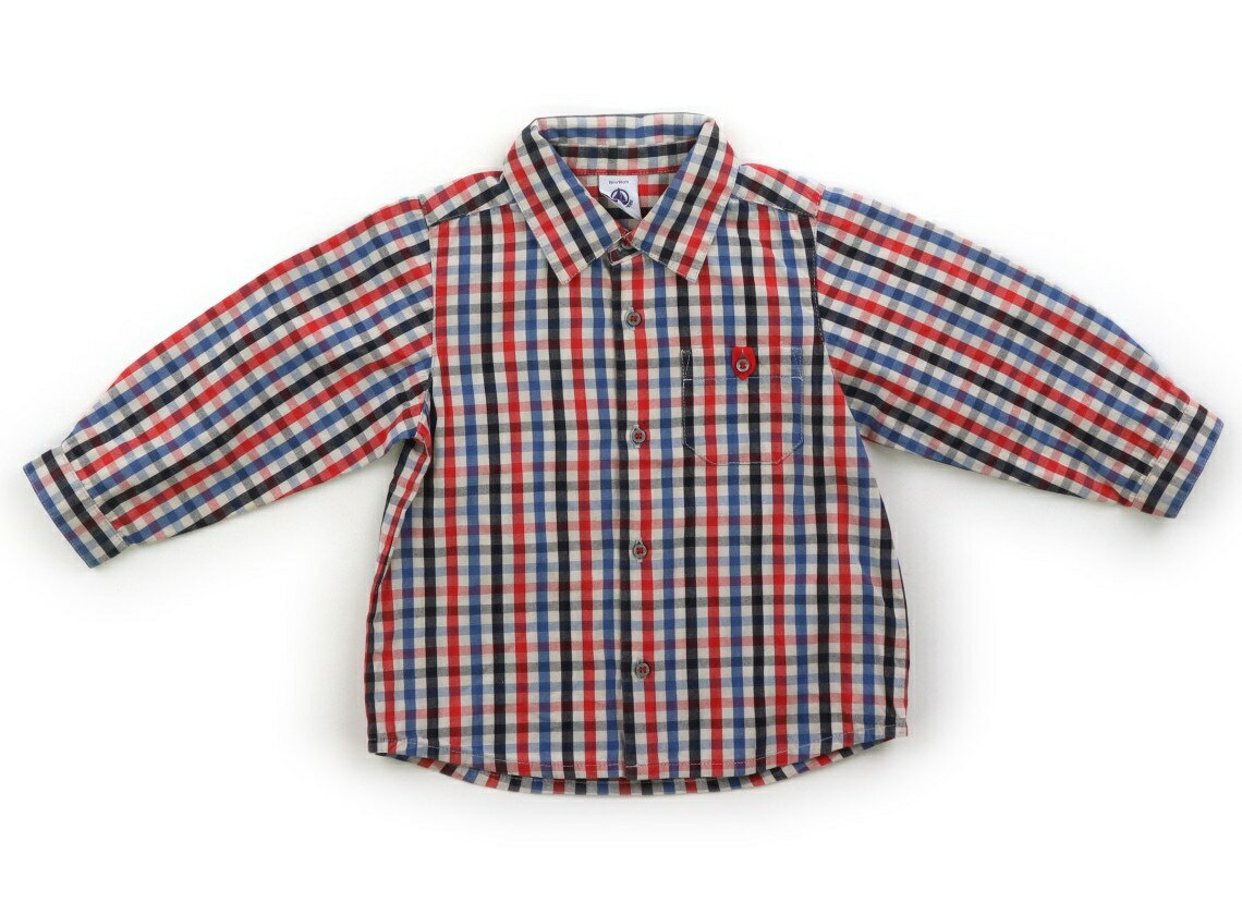 プチバトー PETIT BATEAU シャツ・ブラウス 80 男の子 チェック柄レッドブルーブラック 子供服 ベビー服 キッズ アウトレット ユーズド 【中古】キッズ・ベビー・マタニティ
