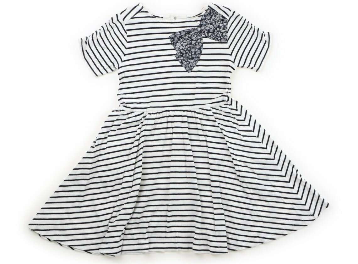 べべ BeBe ワンピース 130 女の子 モノクロ・ボーダー 子供服 ベビー服 キッズ アウトレット ユーズド 【中古】キッズ・ベビー・マタニティ
