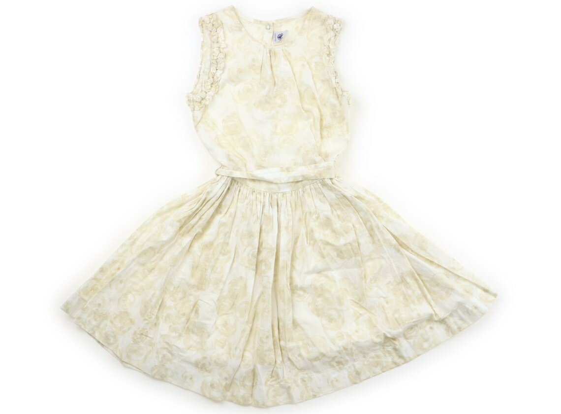 プチバトー PETIT BATEAU ワンピース 140 女の子 ベージュ・花柄・ラメ 子供服 ベビー服 キッズ アウトレット ユーズド 【中古】キッズ・ベビー・マタニティ