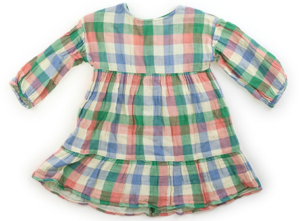 プチバトー PETIT BATEAU ワンピース 80 女の子 グリーン・ピンク・アイボリー・チェック 子供服 ベビー服 キッズ アウトレット ユーズド 【中古】キッズ・ベビー・マタニティ