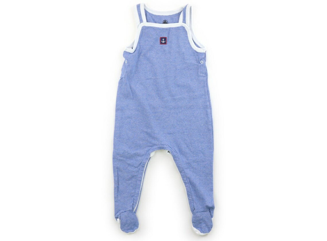 プチバトー PETIT BATEAU オールインワン 70 男の子 青ボーダー 子供服 ベビー服 キッズ アウトレット ユーズド 【中古】キッズ・ベビー・マタニティ
