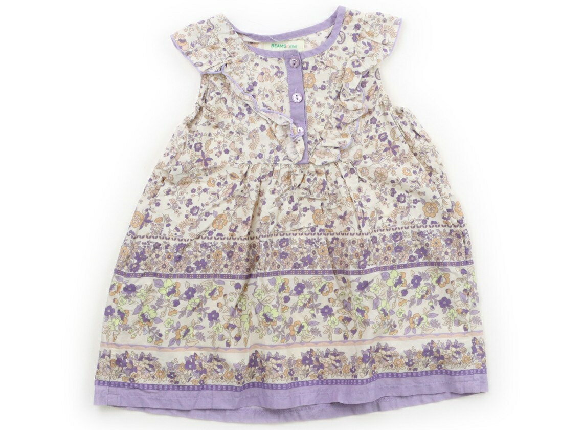 ビームス BEAMS ワンピース 90 女の子 オフホワイト、紫柄 子供服 ベビー服 キッズ アウトレット ユーズド 【中古】キッズ・ベビー・マタニティ