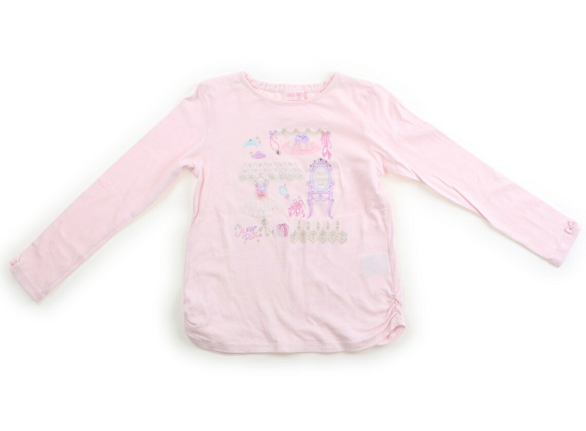 メゾピアノ mezzo piano Tシャツ・カットソー 140 女の子 ピンク、ラメ、ラインストーン、リボン 子供服 ベビー服 キッズ アウトレット ユーズド 【中古】キッズ・ベビー・マタニティ
