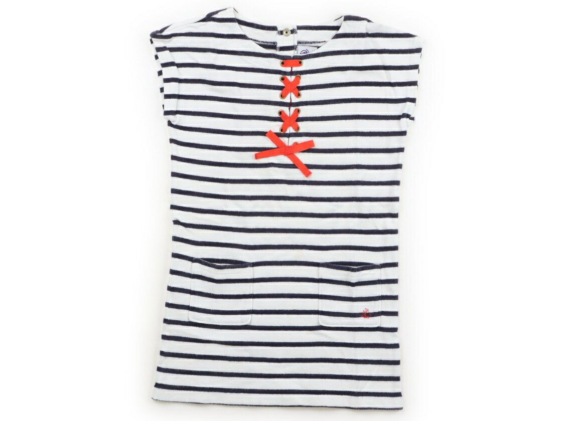 プチバトー PETIT BATEAU ワンピース 110 女の子 濃紺、白 子供服 ベビー服 キッズ アウトレット ユーズド 【中古】キッズ・ベビー・マタニティ
