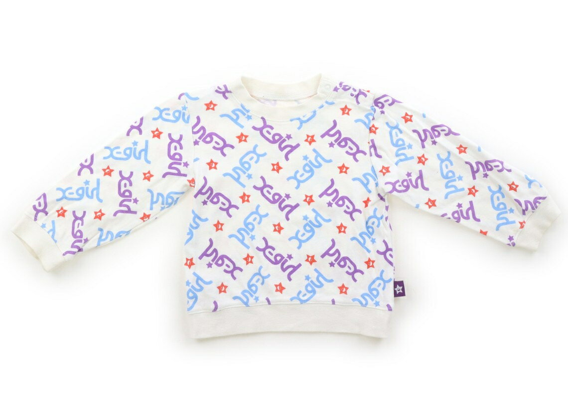Xガール X-Girl Tシャツ・カットソー 90 女の子 ホワイト・ロゴ柄 子供服 ベビー服 キッズ アウトレット ユーズド 【中古】キッズ・ベビー・マタニティ