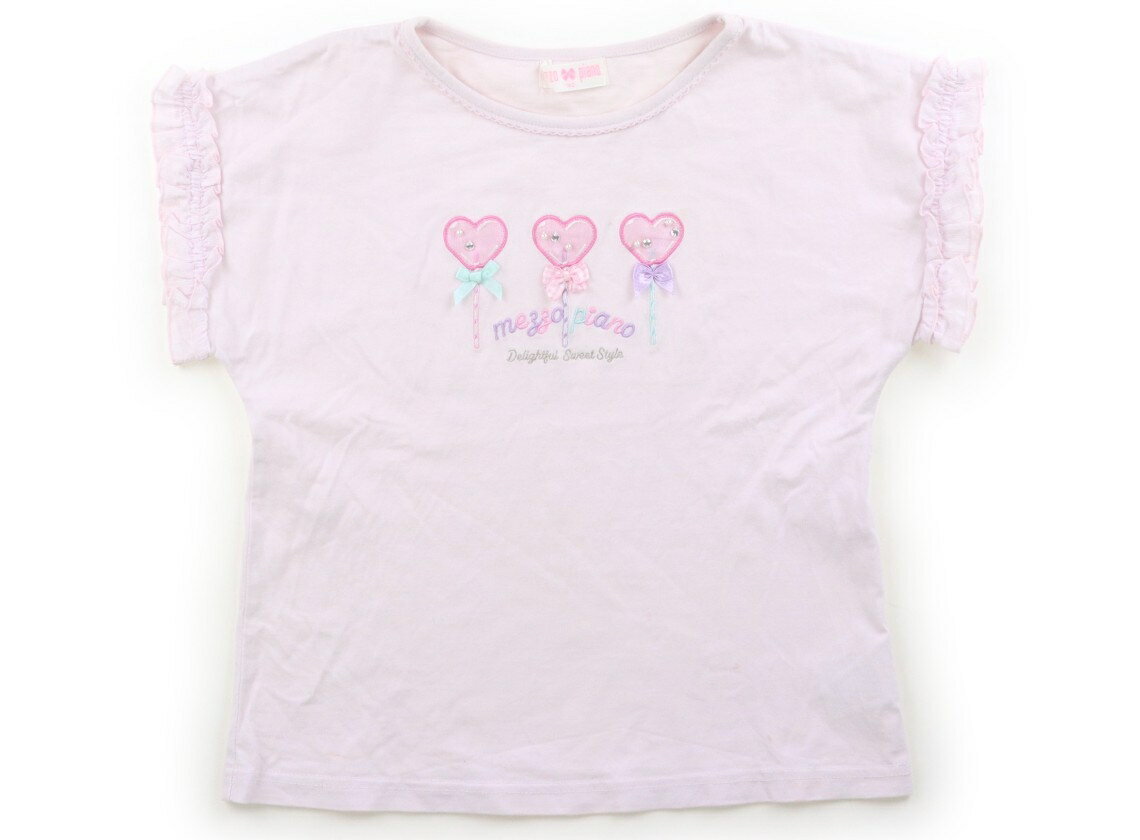 メゾピアノ mezzo piano Tシャツ・カットソー 140 女の子 ピンク、フリル、ハート 子供服 ベビー服 キッズ アウトレット ユーズド 【中古】キッズ・ベビー・マタニティ
