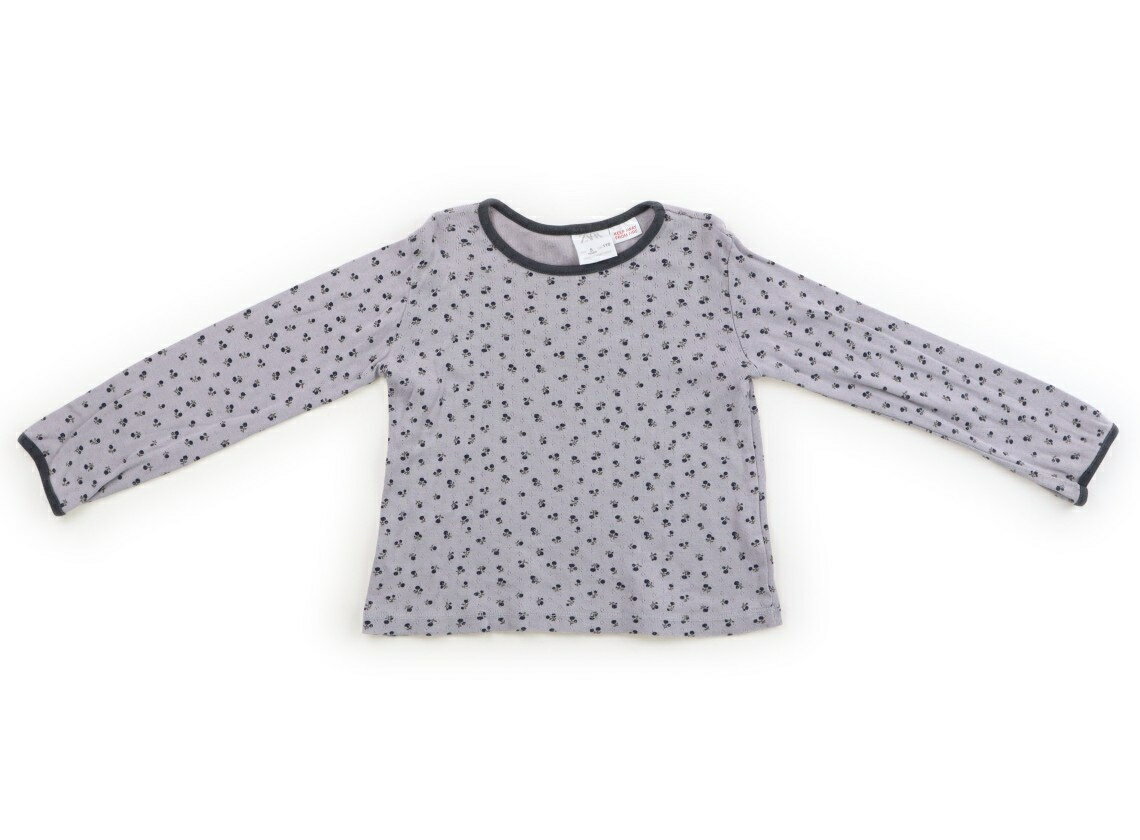 ザラ ZARA Tシャツ・カットソー 110 女の子 グレー・花柄 子供服 ベビー服 キッズ アウトレット ユーズド 中…