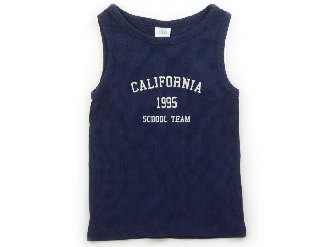 ZARA Tank Top/Camisole, Size 150, Girls, Navy/White with English Lettering, Children's Clothing, Baby Clothes, Kids, Outlet, Used [Pre-owned] Kids, Baby, Maternity