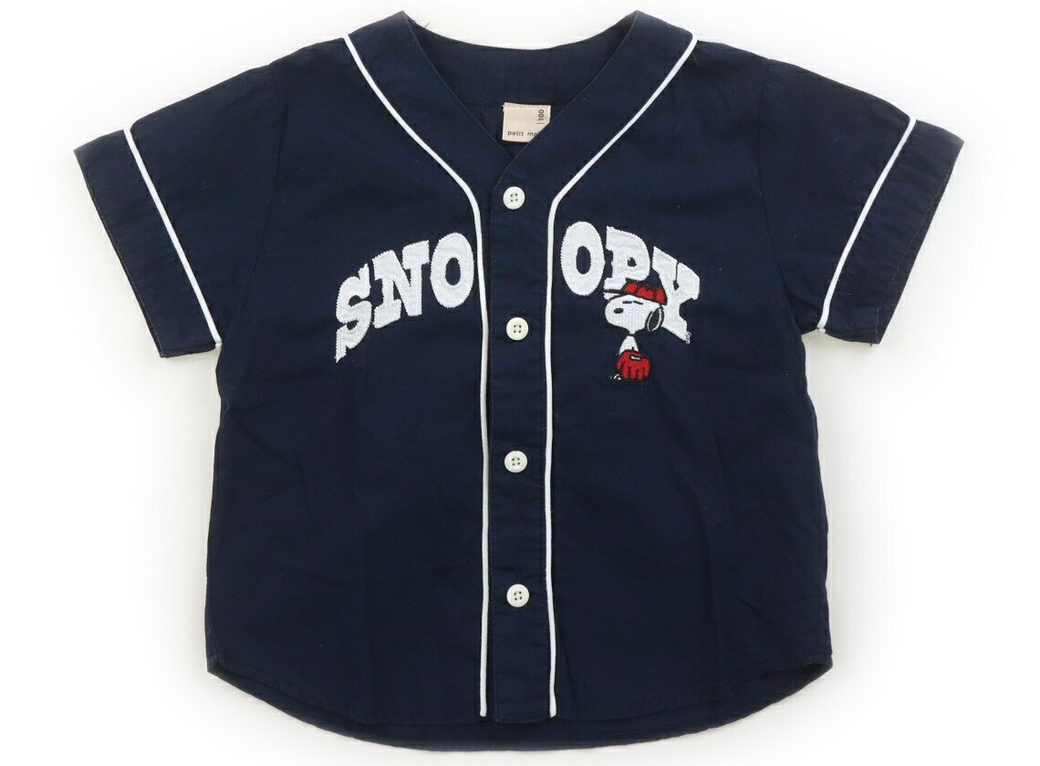 プティマイン petit main シャツ・ブラウス 100 男の子 紺・白・英字・スヌーピー 子供服 ベビー服 キッズ アウトレット ユーズド 【中古】キッズ・ベビー・マタニティ