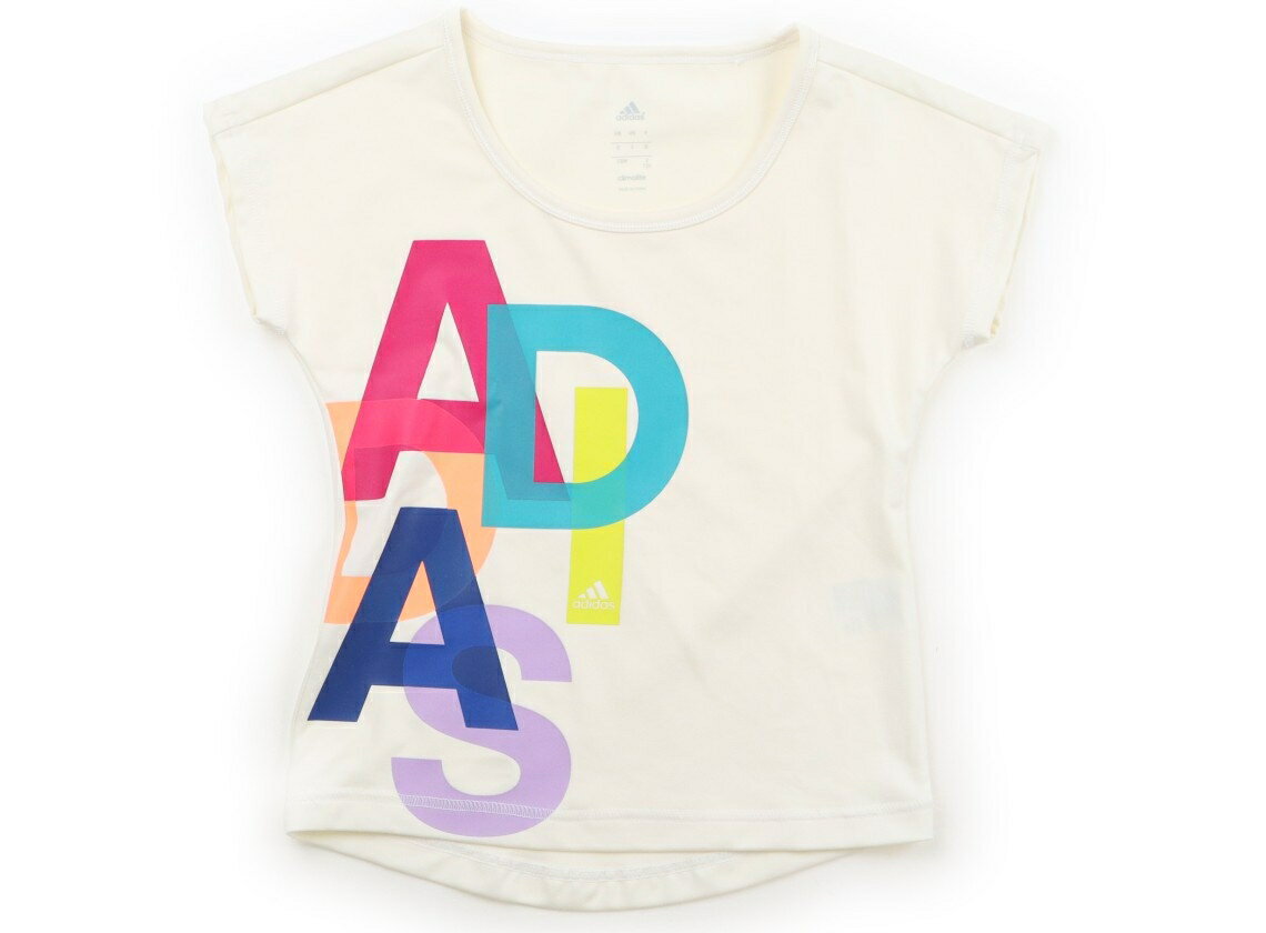 アディダス Adidas Tシャツ・カットソー 120 女の子 白　英字プリント 子供服 ベビー服 キッズ アウトレット ユーズド 【中古】キッズ・ベビー・マタニティ