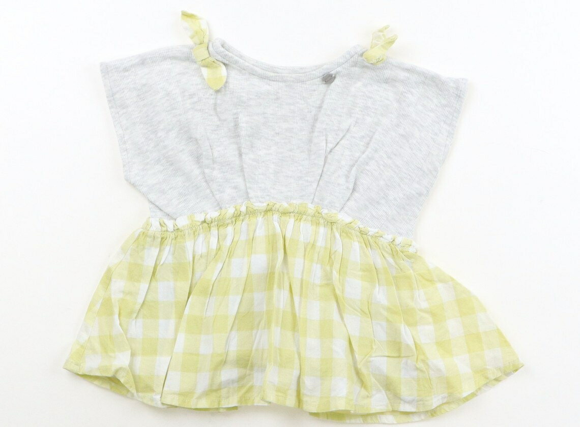 Rakuten - プティマイン petit main Tシャツ・カットソー 80 女の子 薄いグレー　格子柄　薄いオリーブ 子供服 ベビー服 キッズ アウトレット ユーズド 【中古】キッズ・ベビー・マタニティ