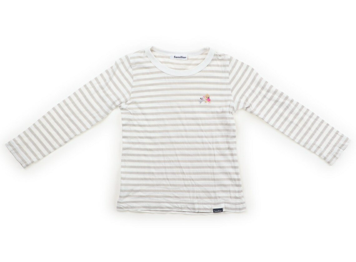 ファミリア familiar Tシャツ・カットソー 110 女の子 グレー・ホワイト・ボーダー 子供服 ベビー服 キッズ アウトレット ユーズド 【中古】キッズ・ベビー・マタニティ