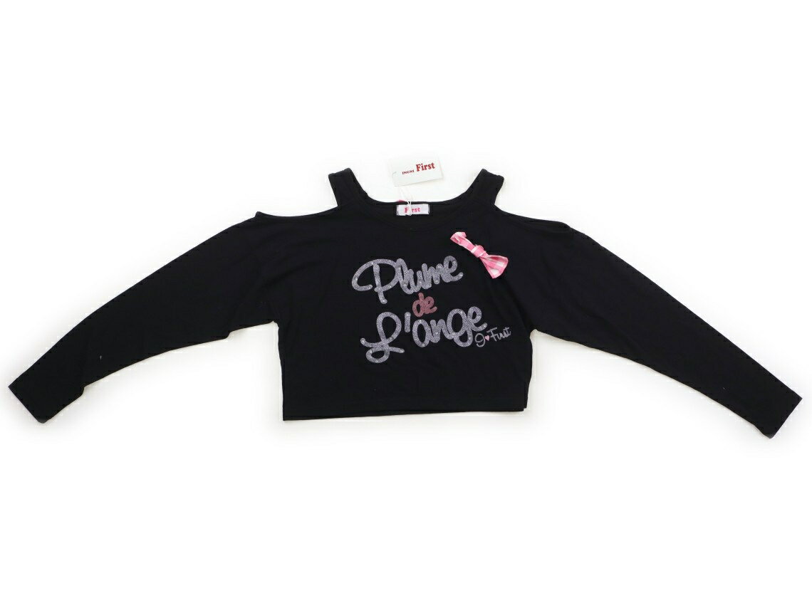 イングファースト INGNI First Tシャツ・カットソー 150 女の子 黒、ピンクリボン、ラメの英文字 子供服 ベビー服 キッズ アウトレット ユーズド キッズ・ベビー・マタニティ