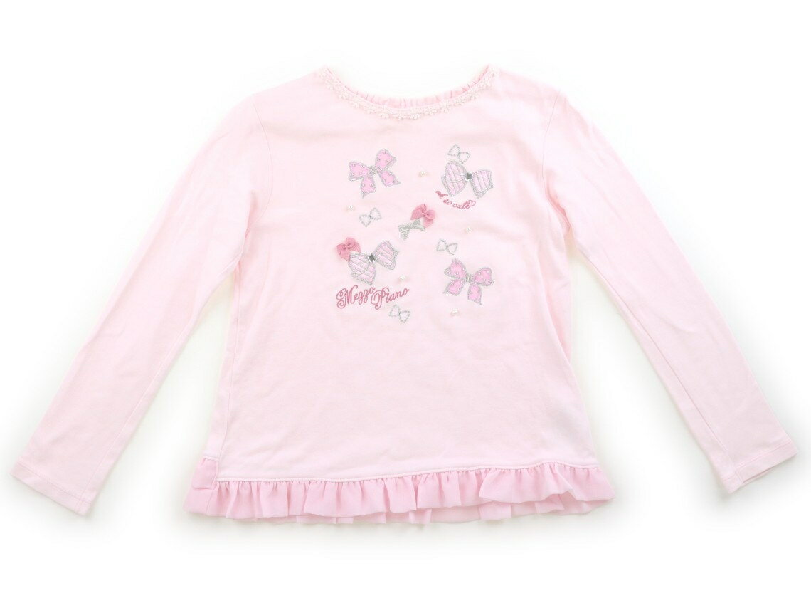 メゾピアノ mezzo piano Tシャツ・カットソー 140 女の子 ピンク、花、リボン、パール 子供服 ベビー服 キッズ アウトレット ユーズド 【中古】キッズ・ベビー・マタニティ